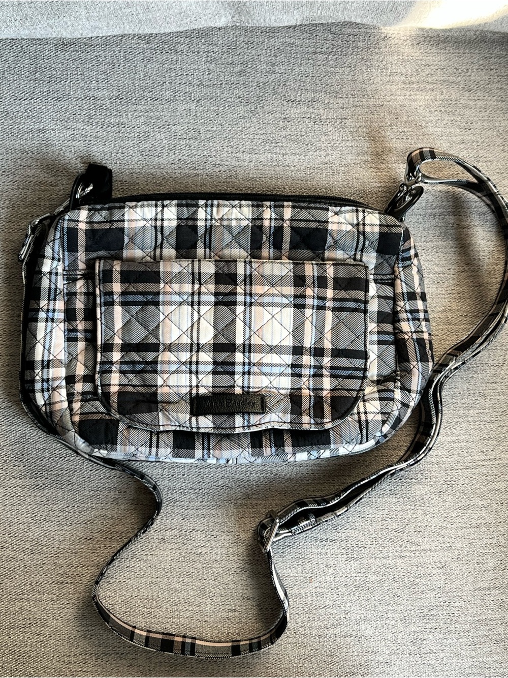 Vera Bradley Mini Carson Shoulder Bag in Cozy Plaid Neutral